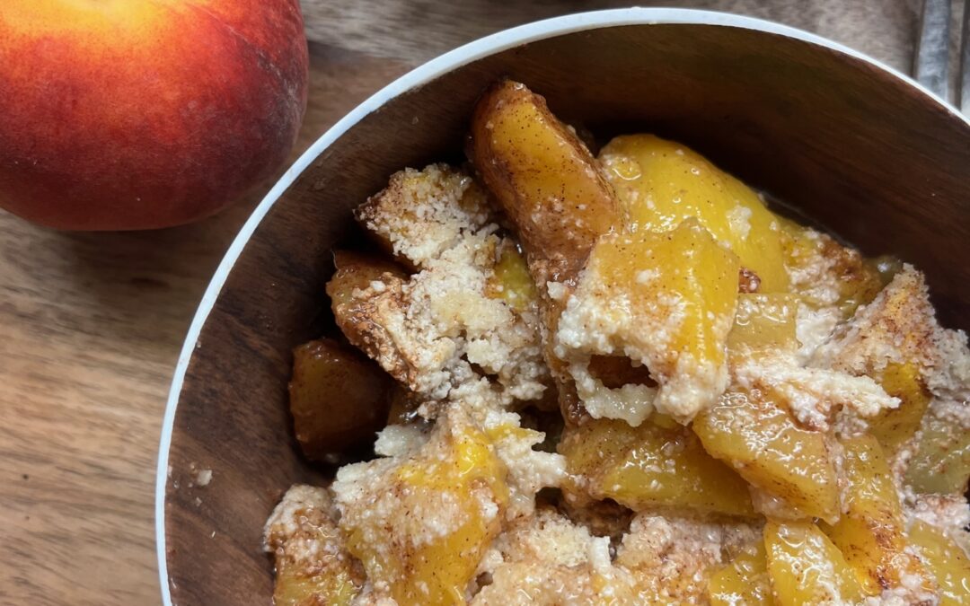 Simple Peach Crisp Gluten Free Dairy free No refined sugars