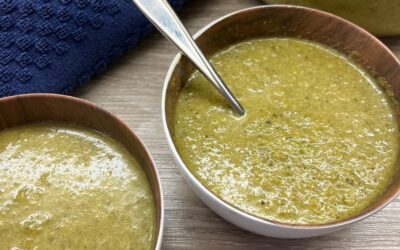 Broccoli Soup with Curry Kale & Peas dairy free gluten free