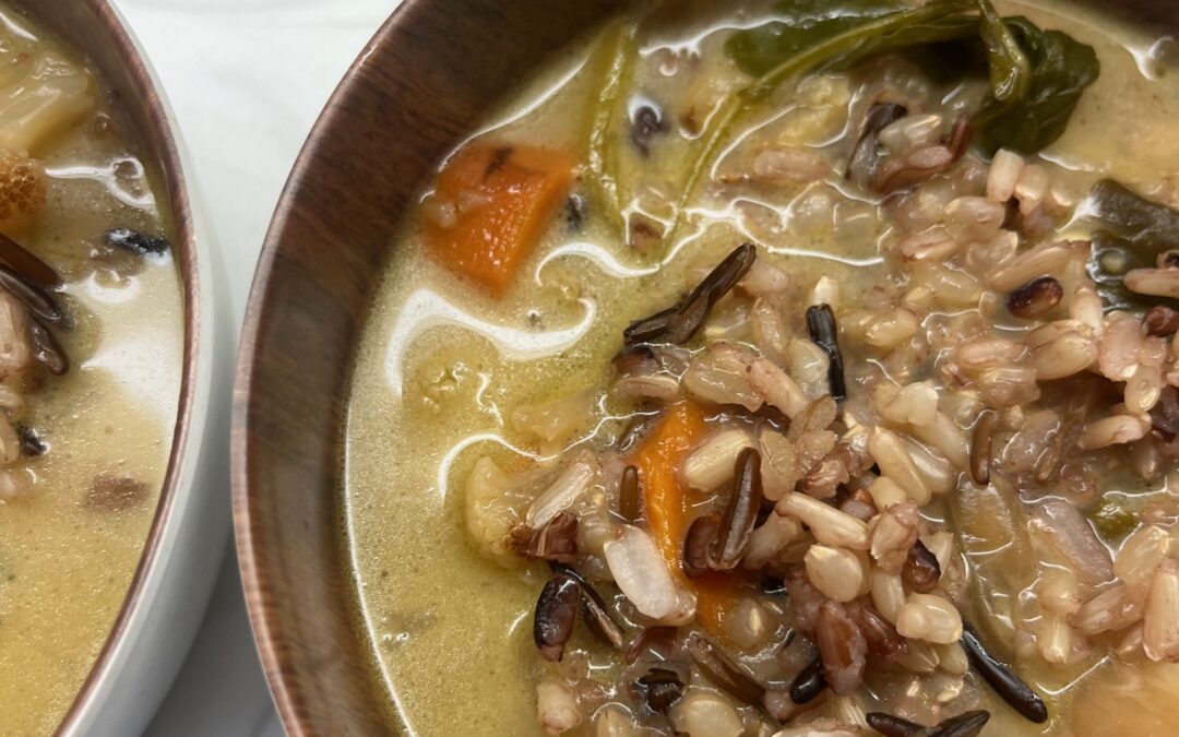 Sheet Pan Roasted Cauliflower & Wild Rice Soup